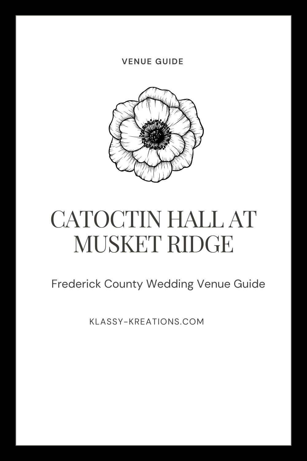 Catoctin Hall at Musket Ridge wedding guide cover graphic for Myersville, Maryland